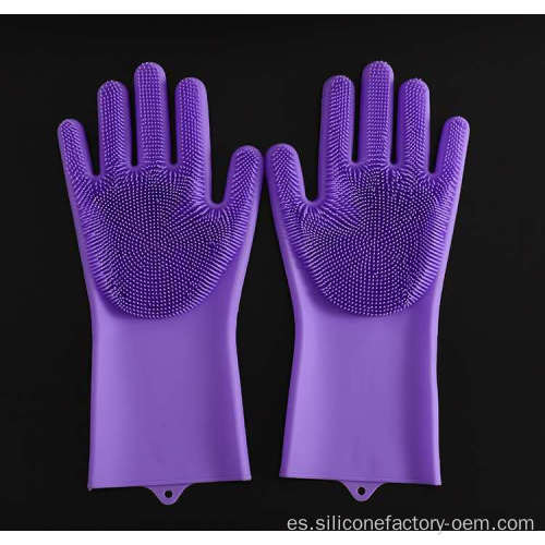 Guantes de silicona limpiando guantes para lavavajillas de cocina